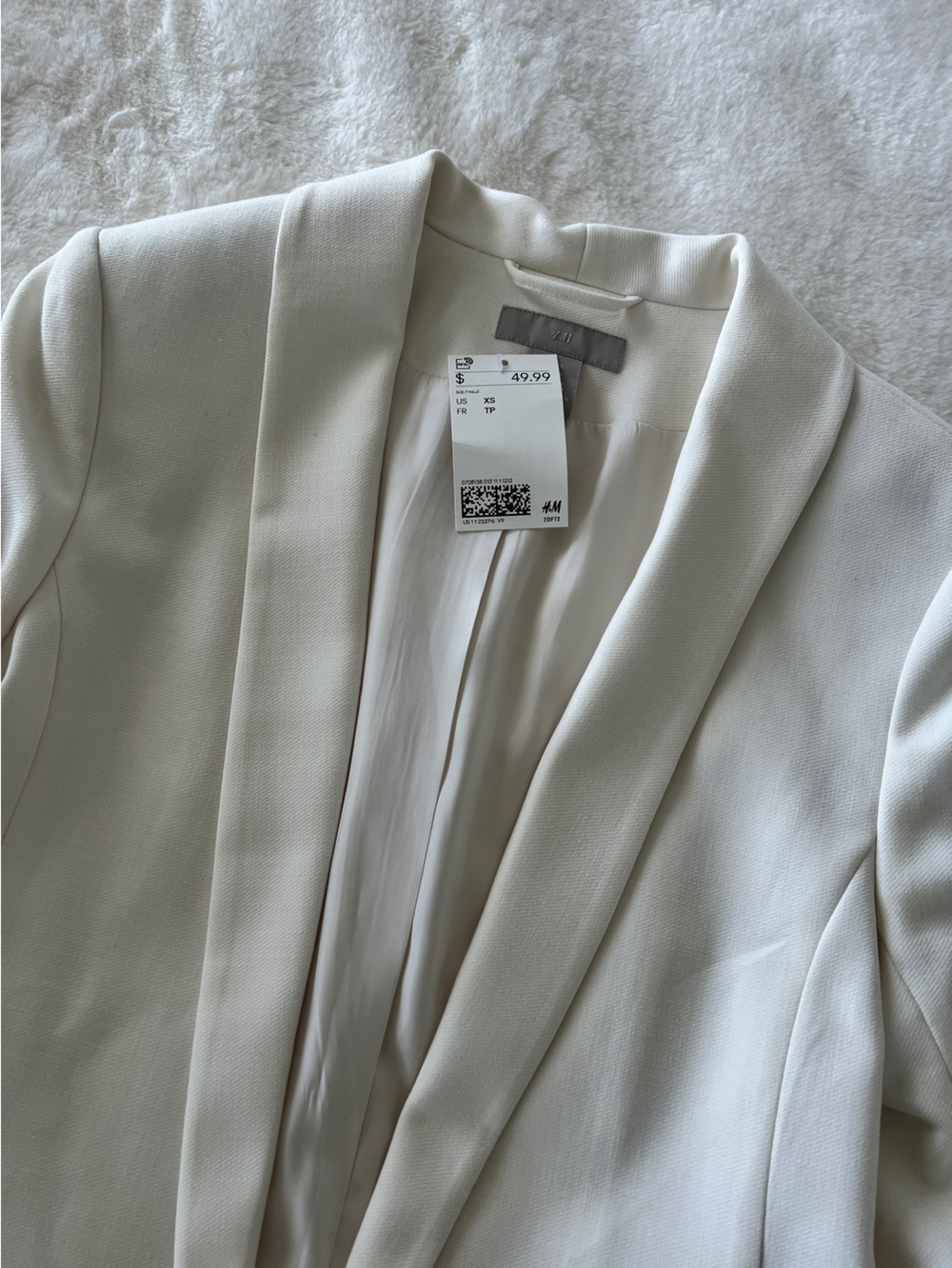 H&M Open Front Blazer with Ruched 3/4 Sleeves, Size XS - Picture 5 of 10